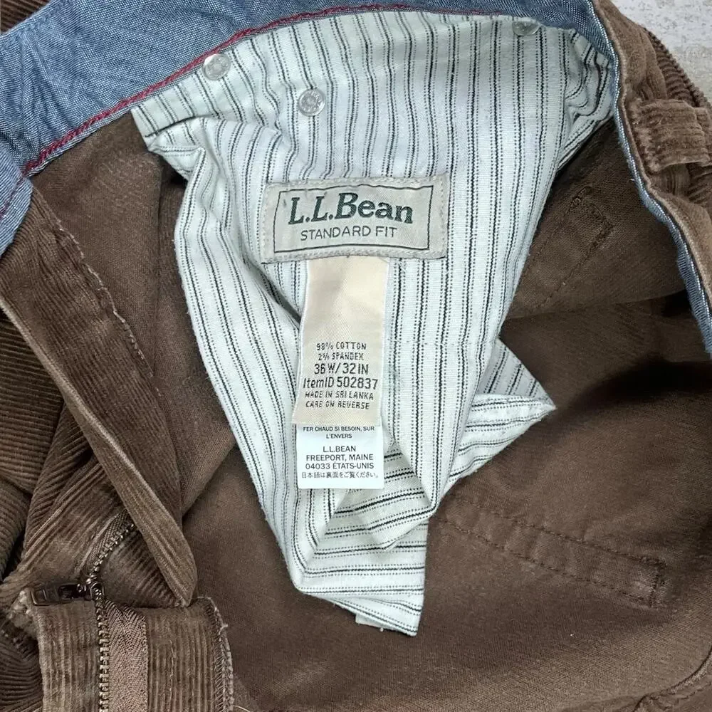 Vintage 90s LL Bean Corduroy Pants 36x32 Regular Straight Leg Chocolate Brown